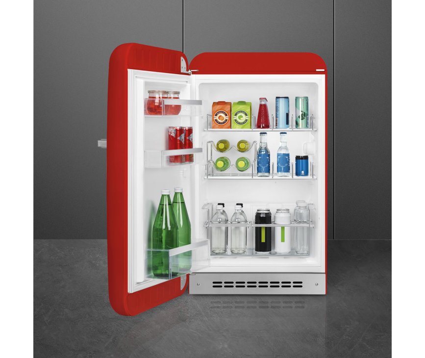 Smeg FAB10HLRD5 koelkast rood - linksdraaiend - binnenkant