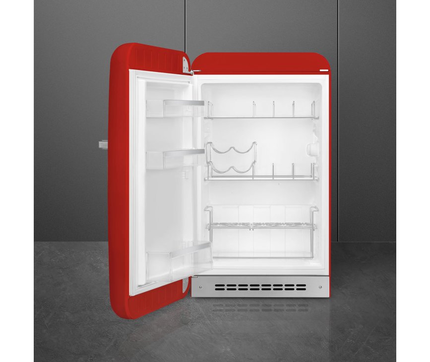 Smeg FAB10HLRD5 koelkast rood - linksdraaiend - voorkant deur open