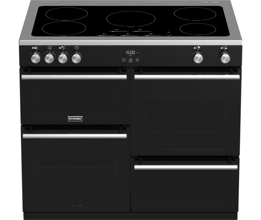 De Stoves Precision DX S1000 Ei BK zwart inductie fornuis heeft ovens met verschillende functionaliteit