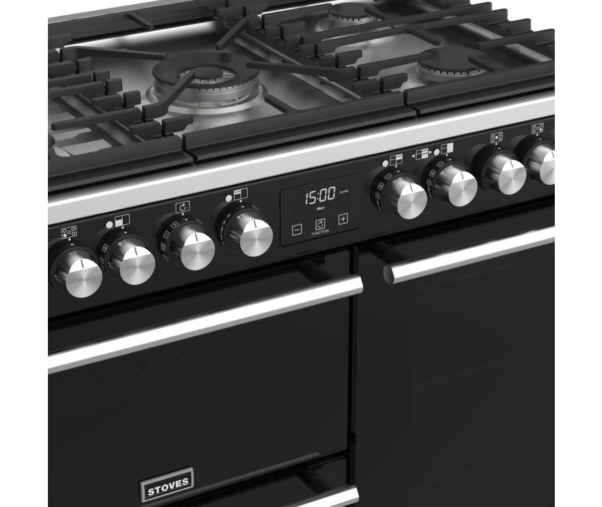 De wokbrander op het Stoves Precision DX S900DF EU BK zwart fornuis heeft een vermogen van 4,0 kW