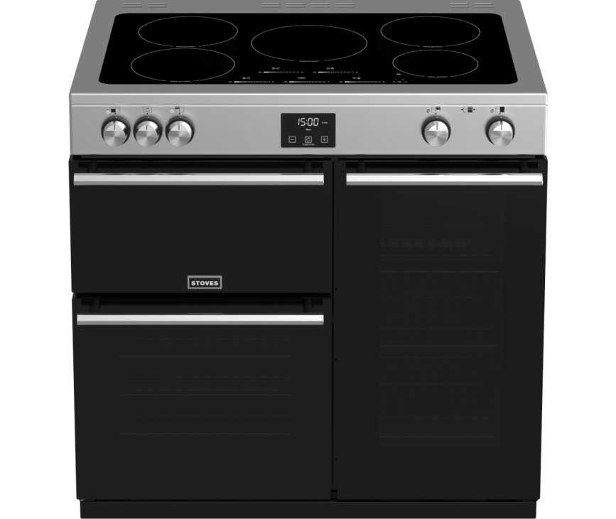 Met het Stoves Precision DX S900Ei SS rvs inductie fornuis kunt u meerdere ovens tegelijk gebruiken