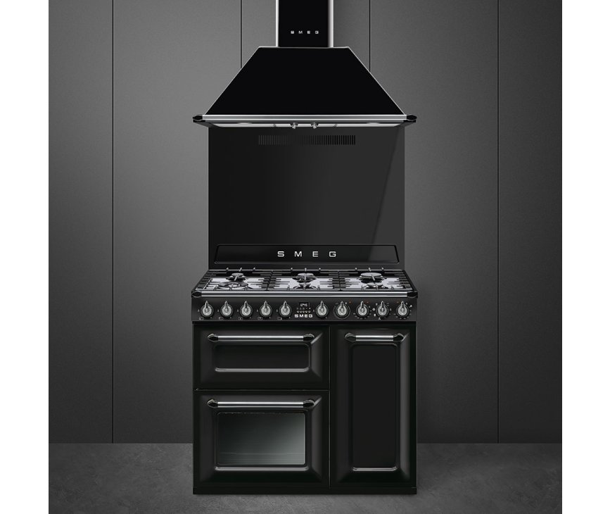 Smeg TR93NNLK fornuis - zwart - 3 ovens - 90 cm. breed