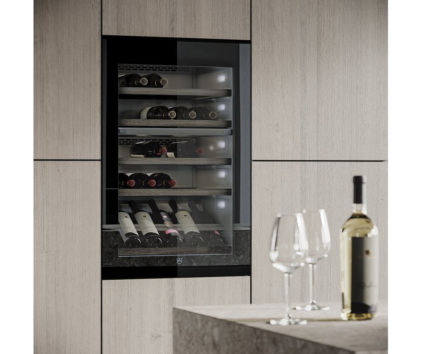 V-Zug Winecooler 90 SL inbouw wijnkoelkast - nis 88 cm - zwart glas linksdraaiend