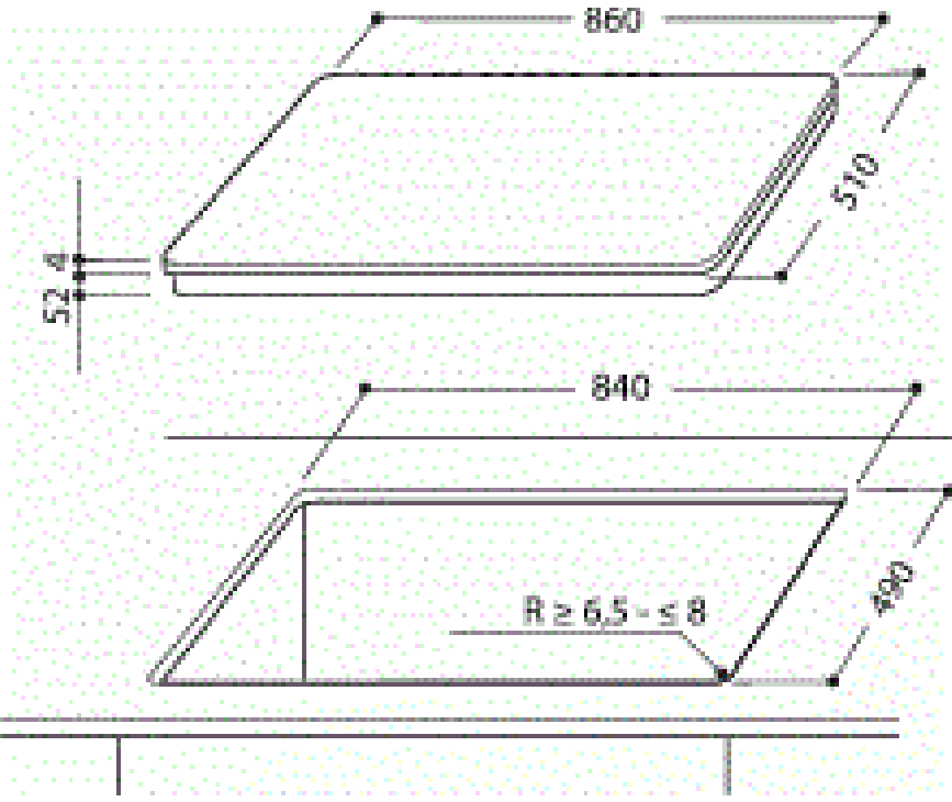 Maattekening Whirlpool ACM795BA/01 inductie kookplaat