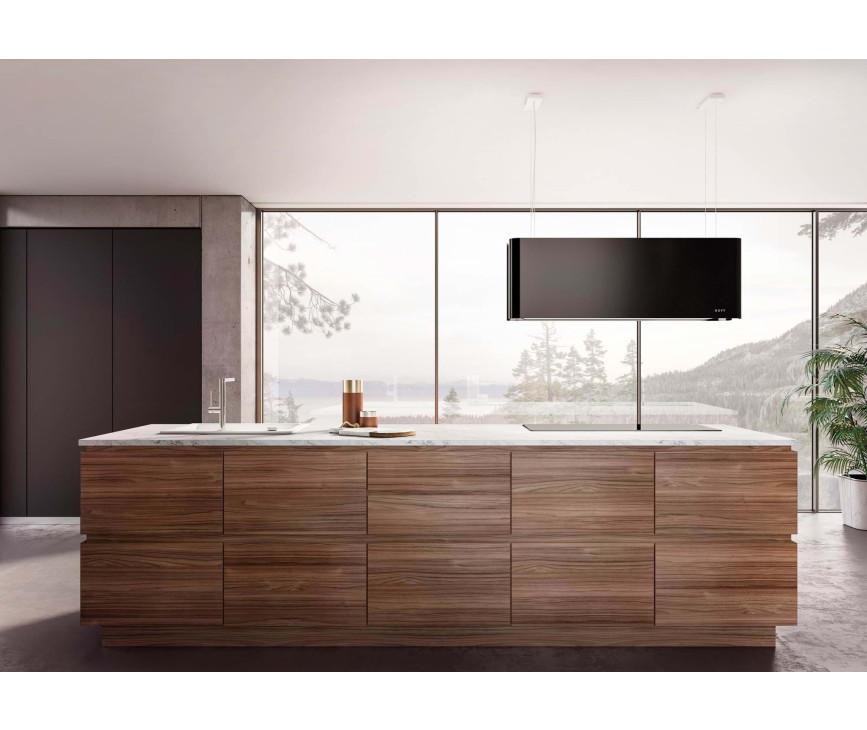 Novy Mood 7552 zwart - eiland afzuigkap - 108 cm. breed