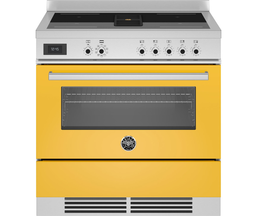 Bertazzoni PROCH94I1EGIT Air-Tec inductie fornuis met afzuiging (kookveldafzuiging) - geel