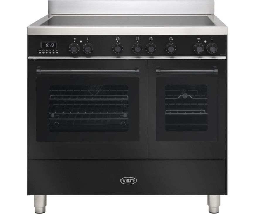Boretti MLI94DZW inductie fornuis met dubbele oven - zwart