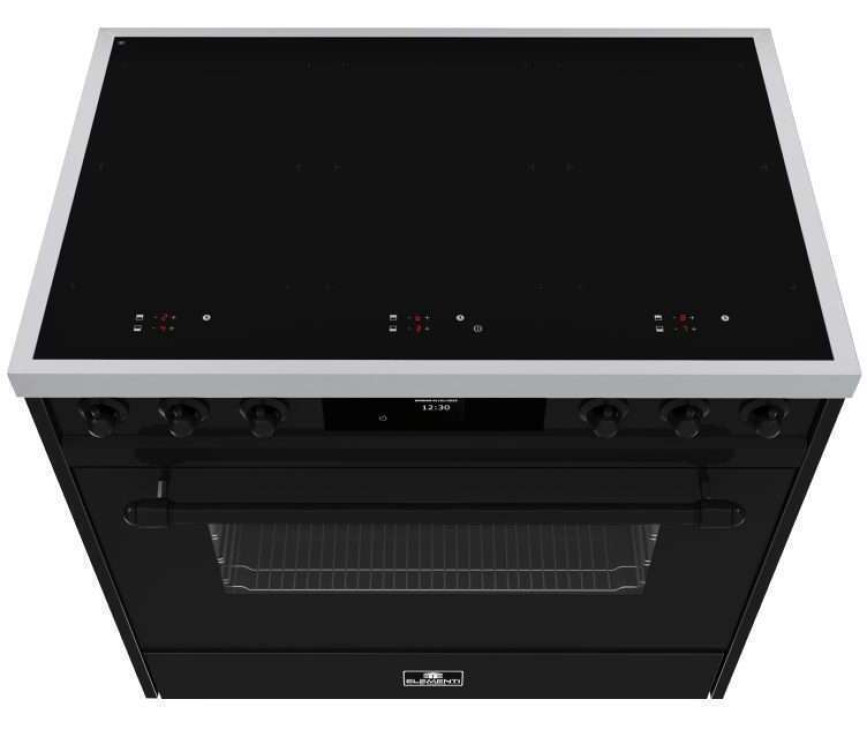 Elementi di Cucina EC9036-ZW-IX-B inductie fornuis - klassiek - zwart/rvs