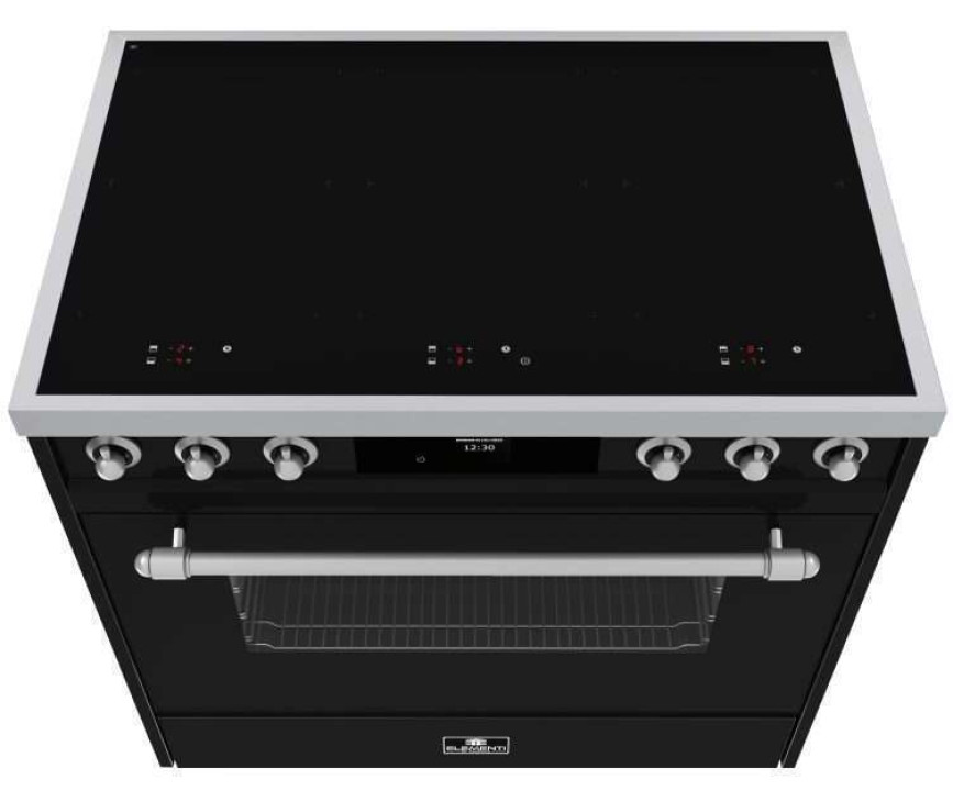 Elementi di Cucina EC9036-ZW-IX-S inductie fornuis - klassiek - zwart/rvs