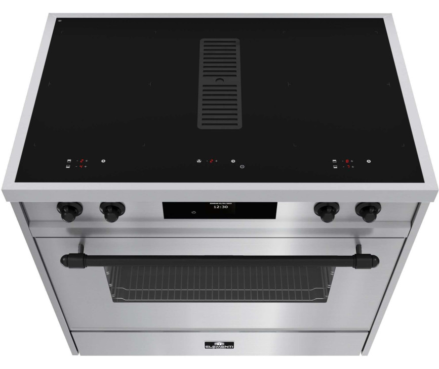 Elementi di Cucina IC9034-IX-B inductie fornuis met afzuiging - rvs - klassiek
