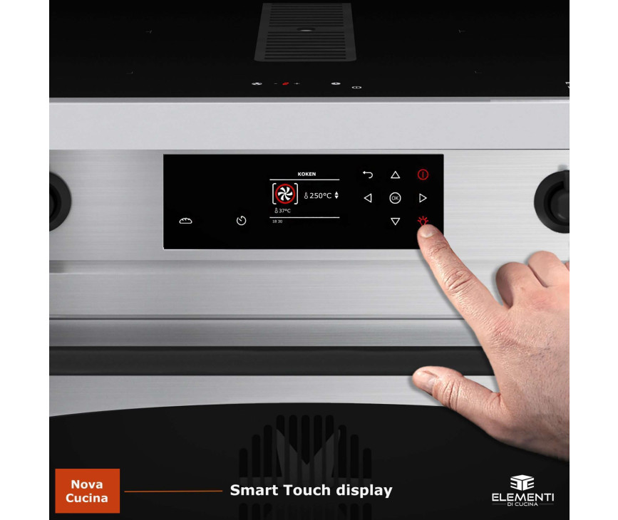 Elementi di Cucina IC9034-IX-B inductie fornuis met afzuiging - rvs - klassiek