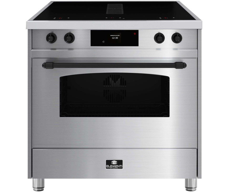 Elementi di Cucina IC9034-IX-B inductie fornuis met afzuiging - rvs - klassiek