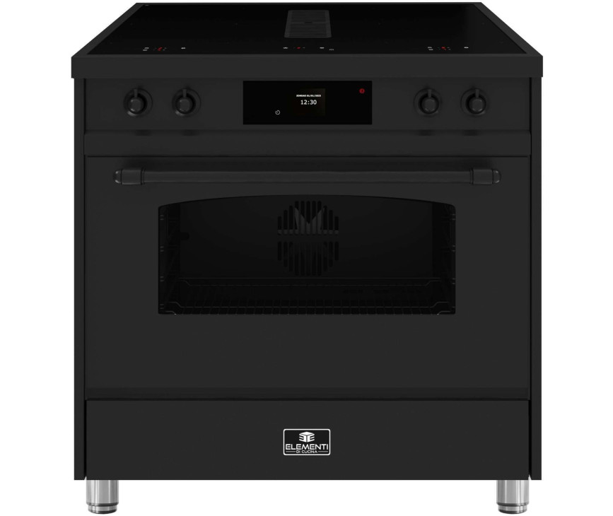 Elementi di Cucina IC9034-MZ-B inductie fornuis met afzuiging - mat zwart - klassiek