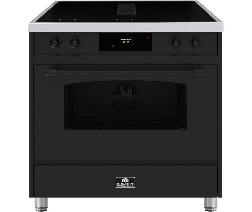 Elementi di Cucina IC9034-MZ-IX-B inductie fornuis met afzuiging - zwart - klassiek