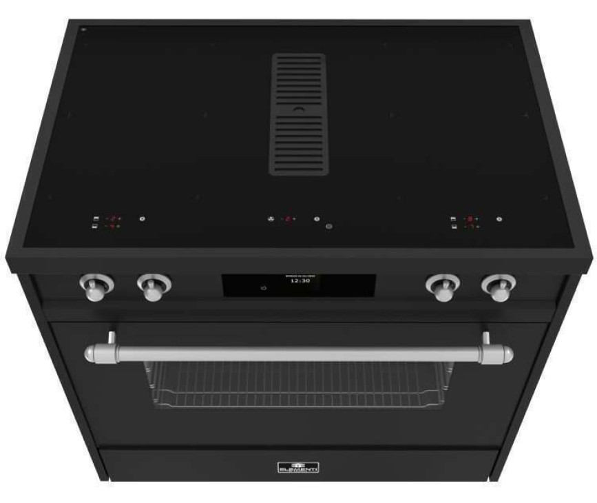 Elementi di Cucina IC9034-MZ-S inductie fornuis met afzuiging - mat zwart - klassiek