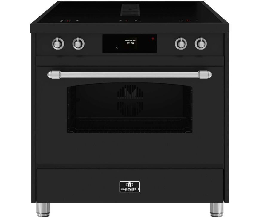 Elementi di Cucina IC9034-MZ-S inductie fornuis met afzuiging - mat zwart - klassiek