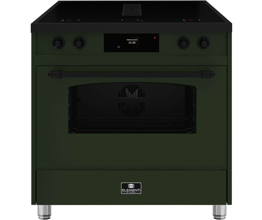 Elementi di Cucina IC9034-PG-MZ-B inductie fornuis met afzuiging - groen - klassiek