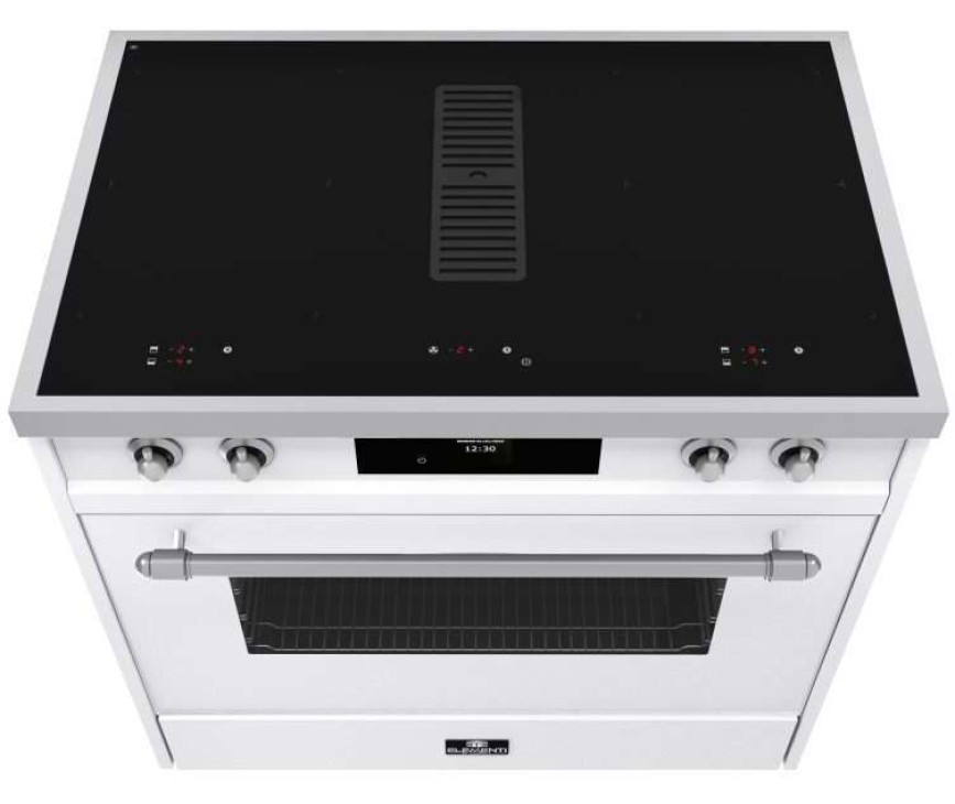 Elementi di Cucina IC9034-WT-IX-S inductie fornuis met afzuiging - wit - klassiek