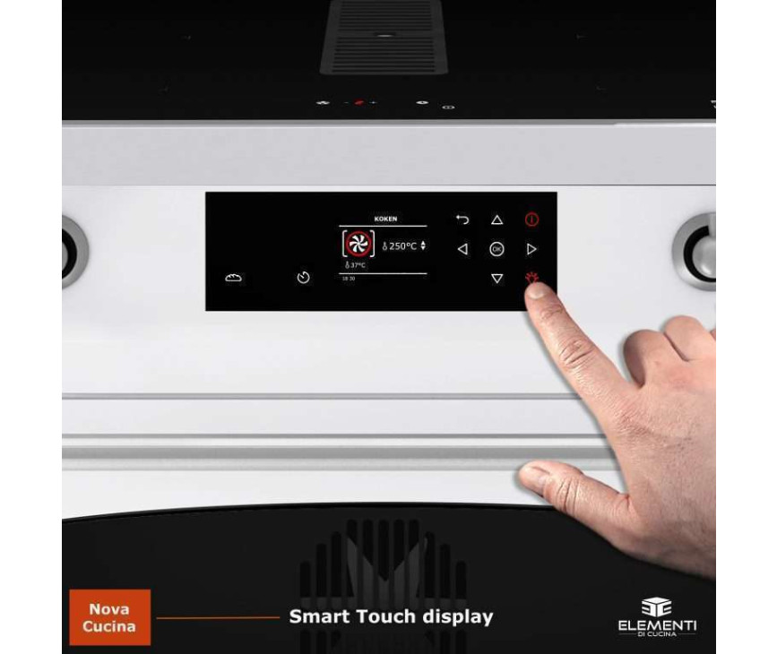Elementi di Cucina IC9034-WT-IX-S inductie fornuis met afzuiging - wit - klassiek