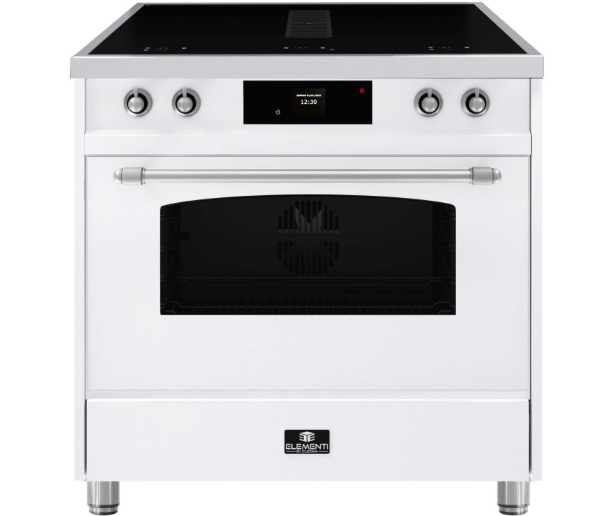 Elementi di Cucina IC9034-WT-IX-S inductie fornuis met afzuiging - wit - klassiek