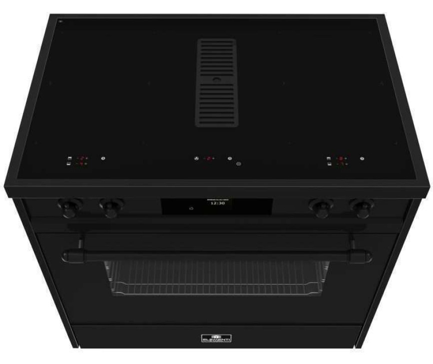 Elementi di Cucina IC9034-ZW-B inductie fornuis met afzuiging - zwart - klassiek