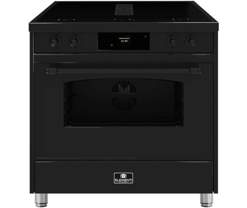 Elementi di Cucina IC9034-ZW-B inductie fornuis met afzuiging - zwart - klassiek