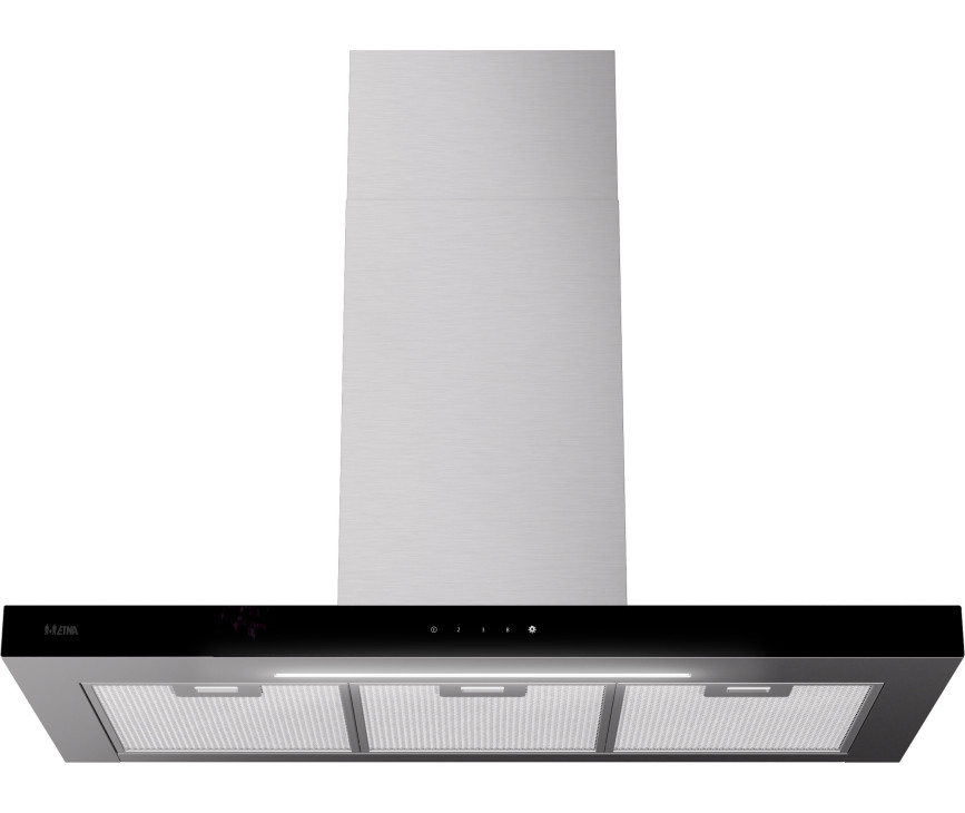 Etna AB791RVS wand afzuigkap - blokline - 90 cm. - rvs