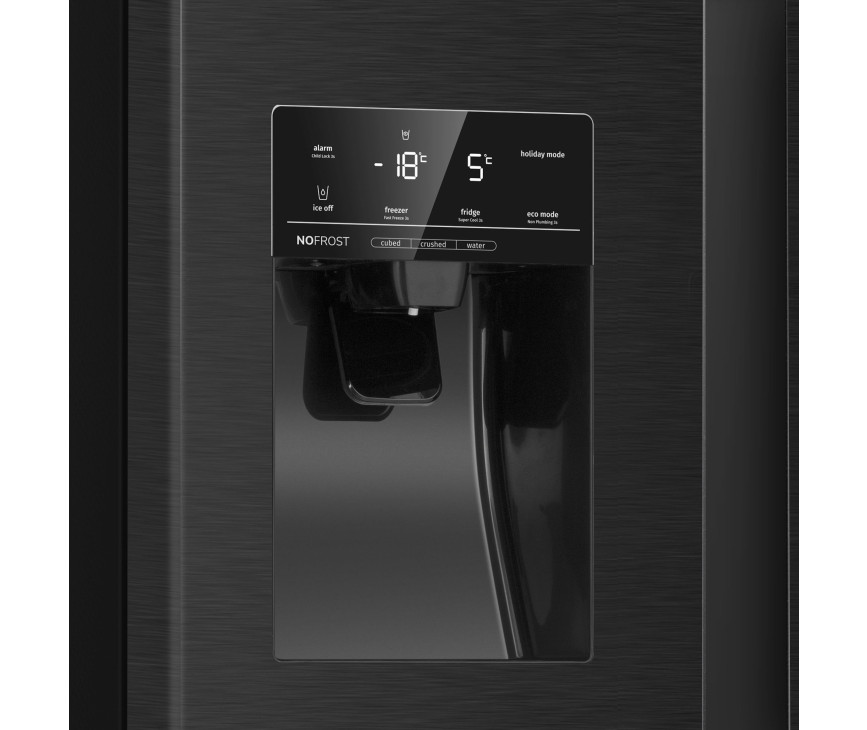 Etna AKV578IZWA blacksteel side-by-side koelkast - nofrost