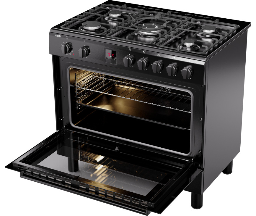 Etna FG190ZWA gas fornuis zwart - 90 cm. breed