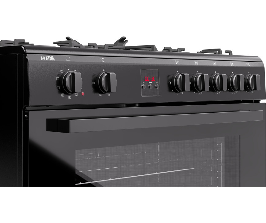 Etna FG190ZWA gas fornuis zwart - 90 cm. breed