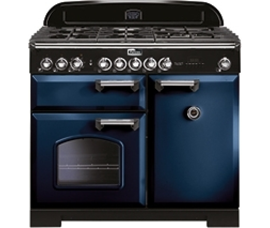 Falcon Classic Deluxe 100 inductie fornuis in de kleur blauw met chroom beslag