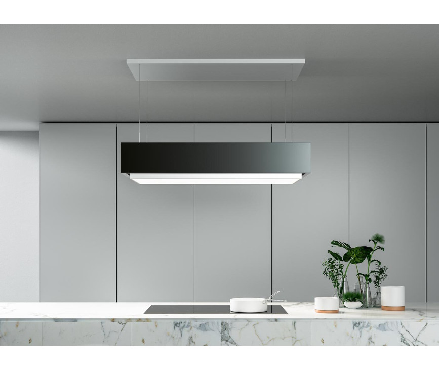 Falmec LEVAN120BL eiland afzuigkap - zwart glas - 120 cm breed