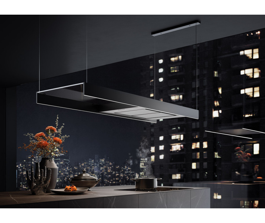 Falmec LIGHT120BL eiland afzuigkap - zwart - 120 cm breed