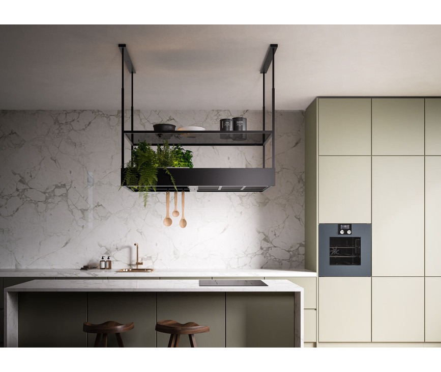 Falmec SPAZIO130BL eiland afzuigkap - zwart glas - 130 cm breed