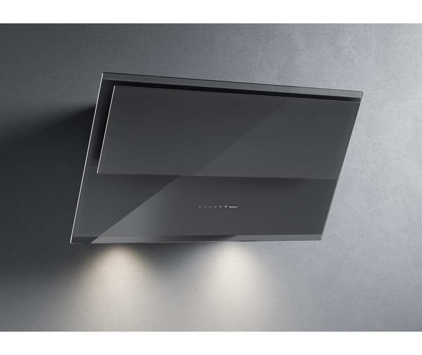 Falmec VERSO55G/1 schuine anti-hoofdstoot afzuigkap - 55 cm. grijs glas