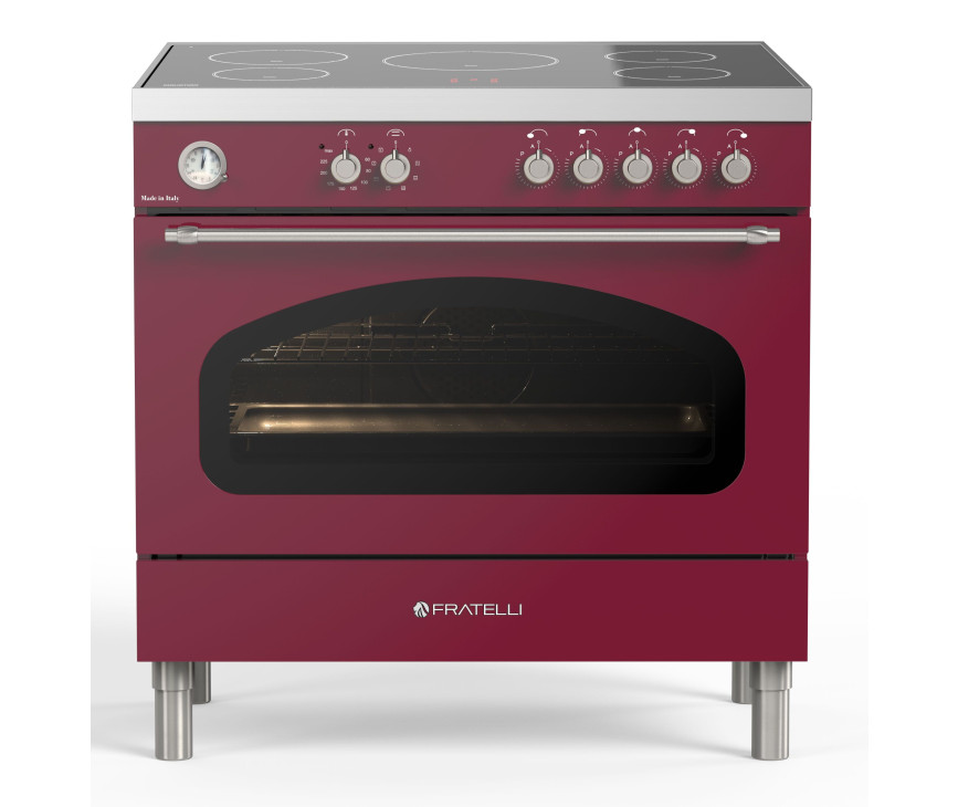 Fratelli VE2960I5FEMBUCR inductie fornuis - wijn rood - klassiek design