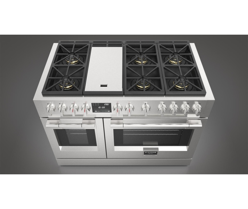 Fulgor Milano FF48EG gas fornuis - 121,6 cm. breed - rvs