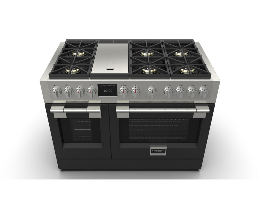 Fulgor Milano FSRC 4807 2P MK 2F MBK gas fornuis - 121,6 cm. breed - zwart
