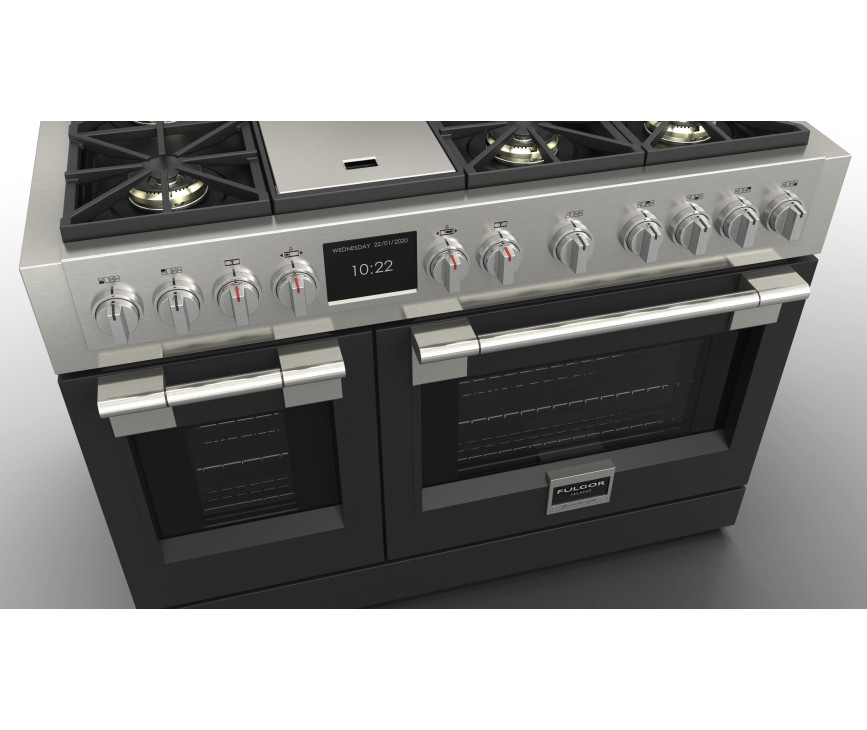 Fulgor Milano FSRC 4807 2P MK 2F MBK gas fornuis - 121,6 cm. breed - zwart