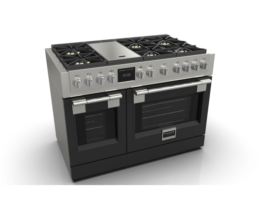 Fulgor Milano FSRC 4807 2P MK 2F MBK gas fornuis - 121,6 cm. breed - zwart