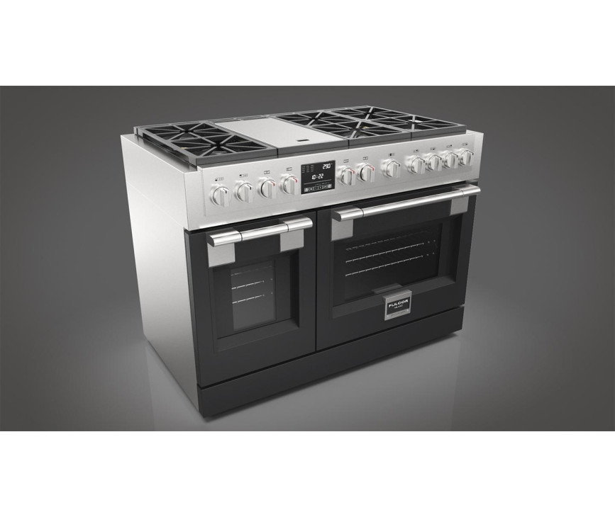 Fulgor Milano FSRC 4807 2P MK 2F MBK gas fornuis - 121,6 cm. breed - zwart