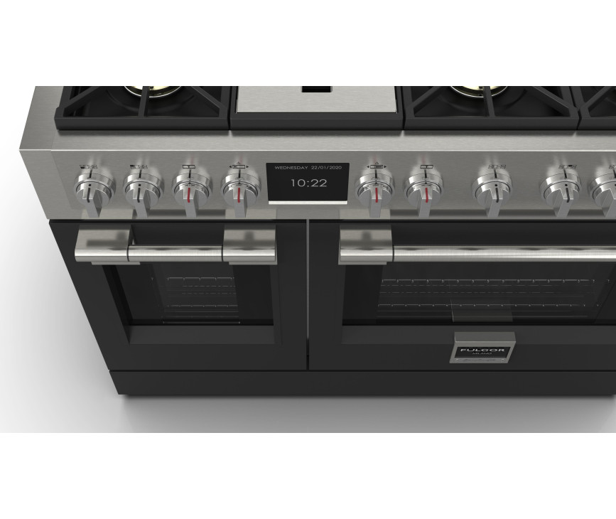 Fulgor Milano FSRC 4807 2P MK 2F MBK gas fornuis - 121,6 cm. breed - zwart