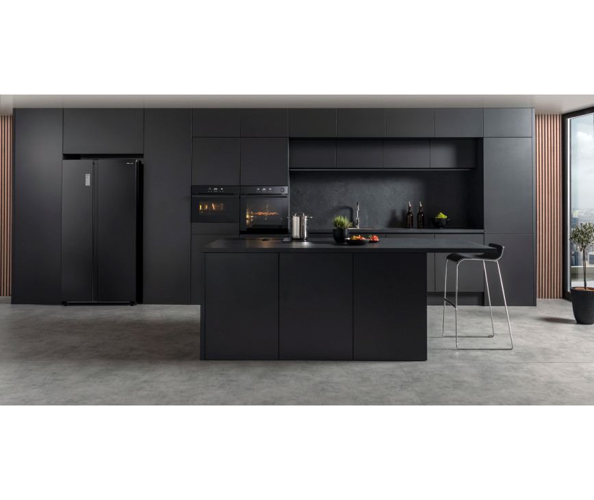 Hisense RS711N4AFE blacksteel side-by-side koelkast