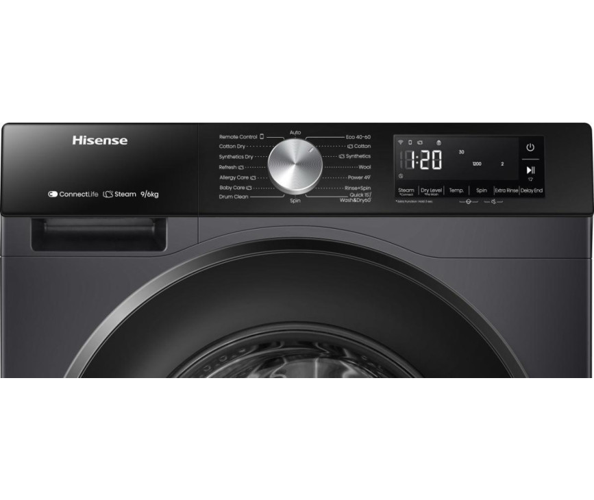 Hisense WD3S9043BB3 was/droogcombinatie - zwart