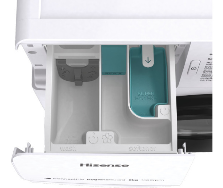 Hisense WF3V843BW/BLX wasmachine met energieklasse A en wifi