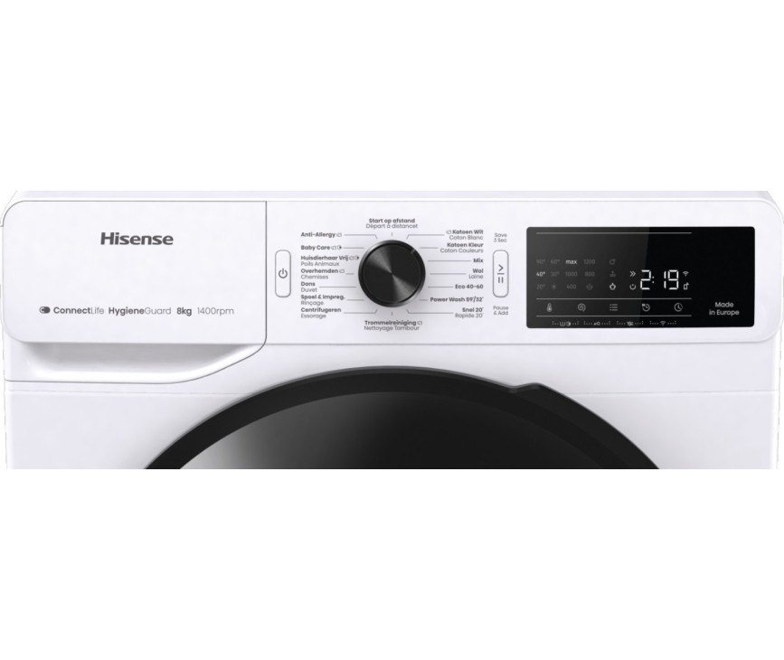 Hisense WF3V843BW/BLX wasmachine met energieklasse A en wifi