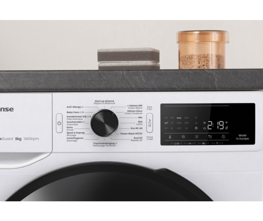 Hisense WF3V943BW/BLX wasmachine met wifi en energieklasse A label