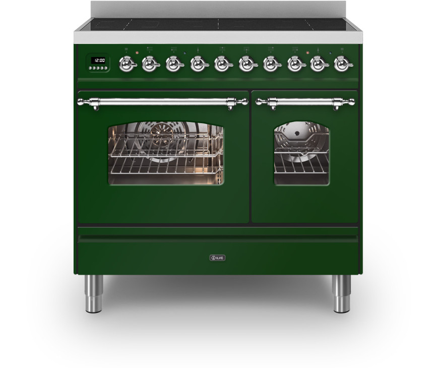 ILVE PDI096NE3/EG inductie fornuis - 2 ovens - 90 cm. - groen