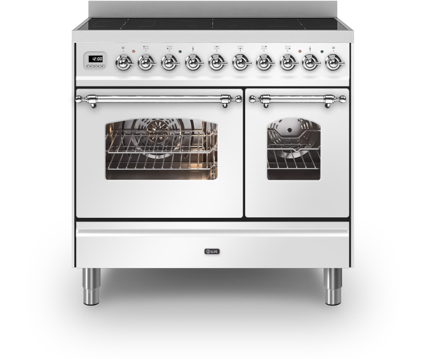 ILVE PDI096NE3/WH inductie fornuis - 2 ovens - 90 cm. - wit
