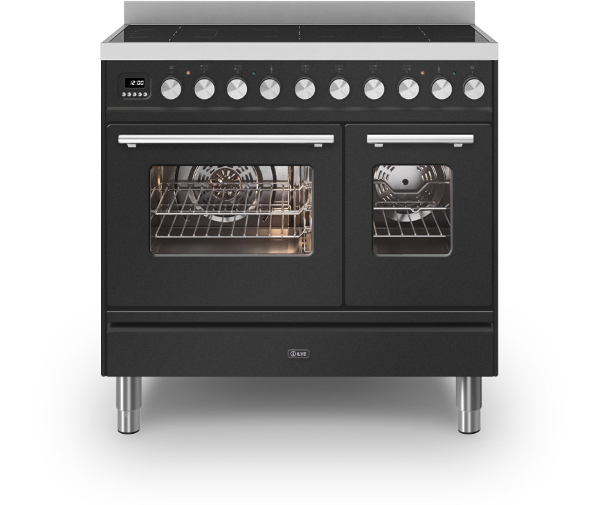Ilve PDI09WE3/MG fornuis inductie mat grafiet - 90 cm. breed